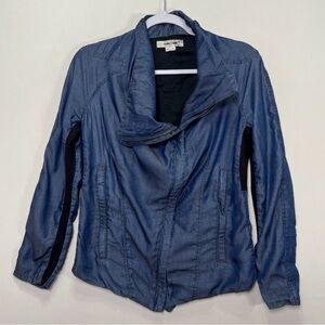 Helmut Lang Asymmetrical Lightweight Tencel Denim Moto Jacket Size M